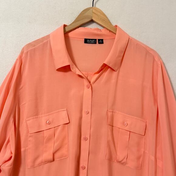ANA A New Approach Roll Tab Sleeve Button Down Shirt Plus Size 3X - Picture 3 of 9